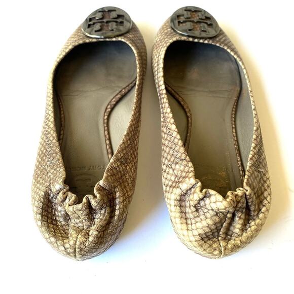 Tory Burch ballet flats Womens Size 7.5 or 8 brown snake skin print - Picture 4 of 8